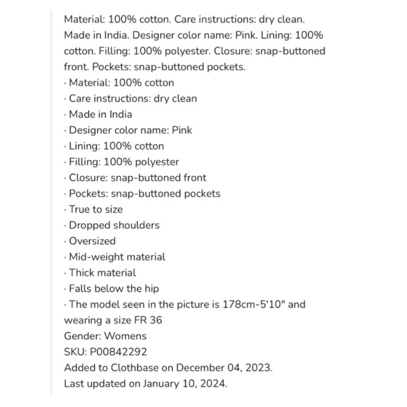 ISABEL MARANT ETOILE Mysen Quilted Cotton Shirt Jacket Pink Plaid Sz M Shacket - Picture 5 of 16